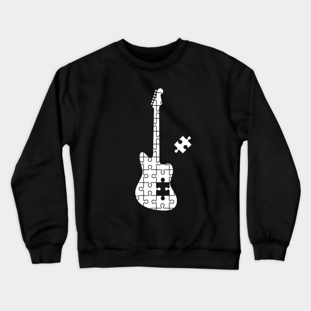 Puzzle Offset Style Electric Guitar Silhouette Crewneck Sweatshirt by nightsworthy